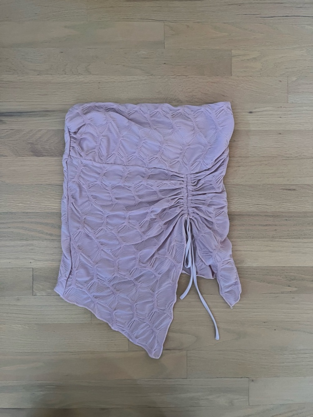 silence + noise Ruched Strapless Crop Top - Light Pink